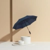 Deep blue automatic opening and closing umbrella for both weather and rain, waterproof and sun-proof, portable folding long handle Application Scenario